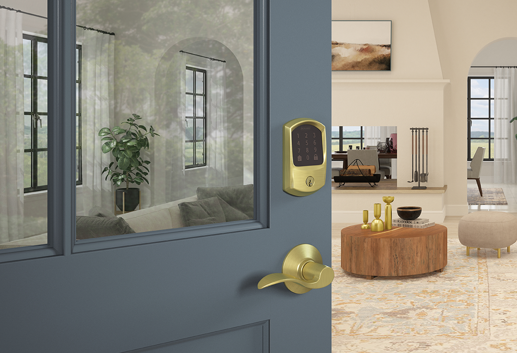 Smart lock in satin brass