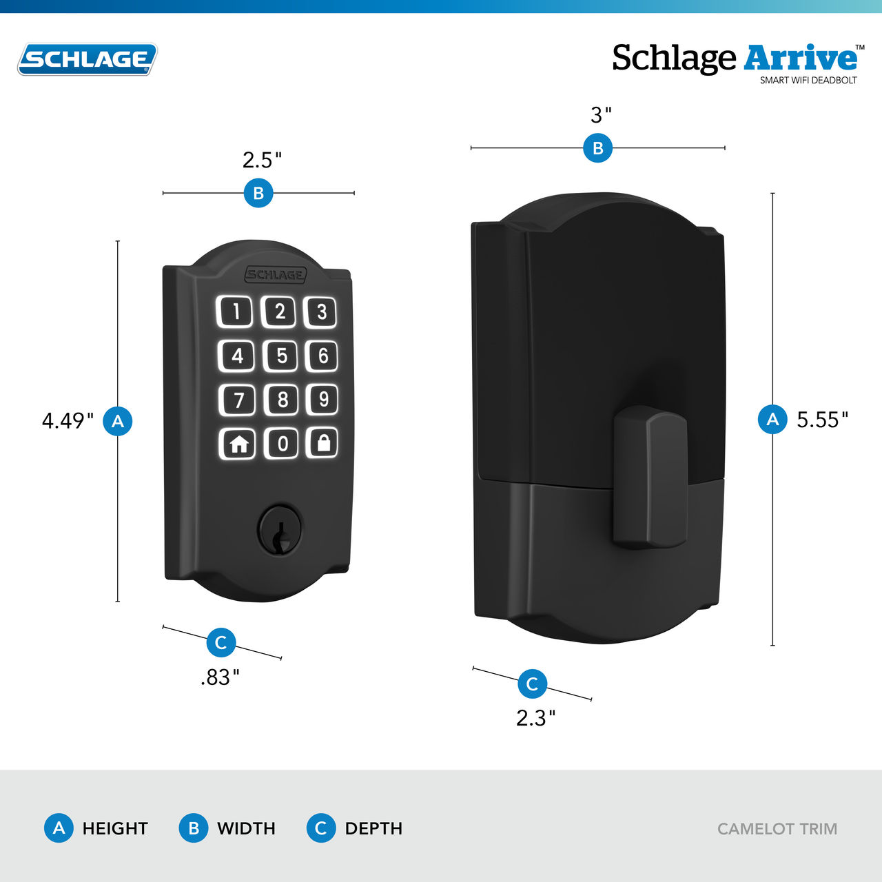 Schlage Arrive™ Smart WiFi Deadbolt with Camelot Trim