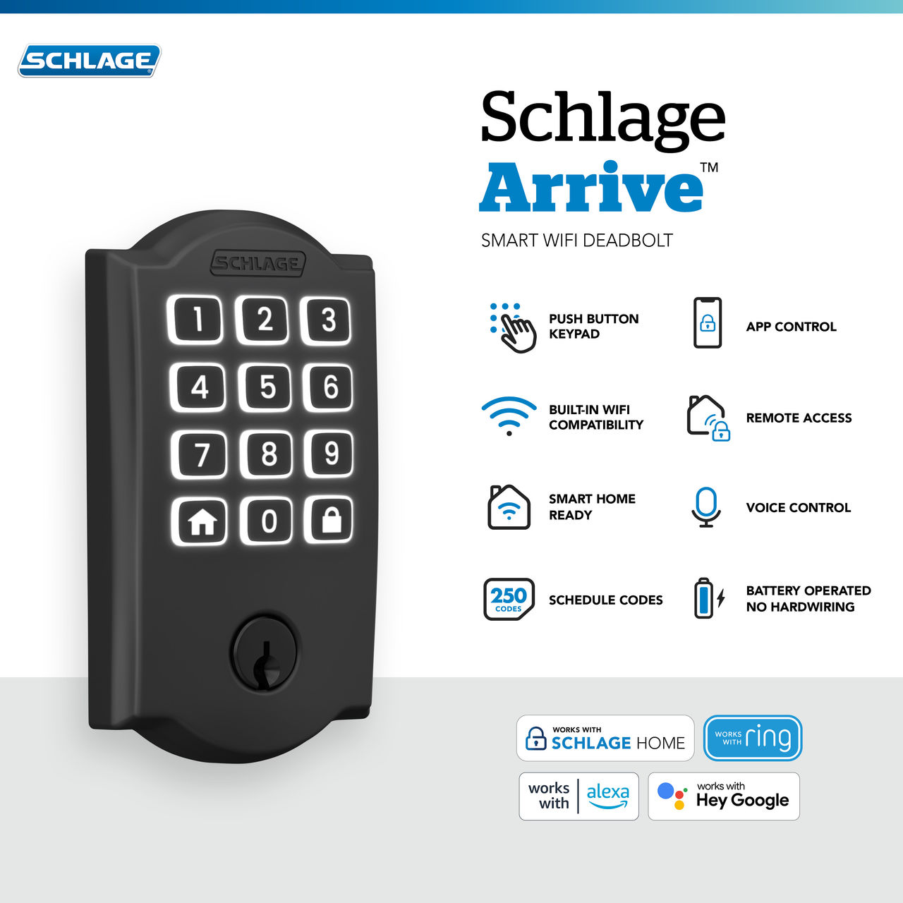 Schlage Arrive™ Smart WiFi Deadbolt with Camelot Trim
