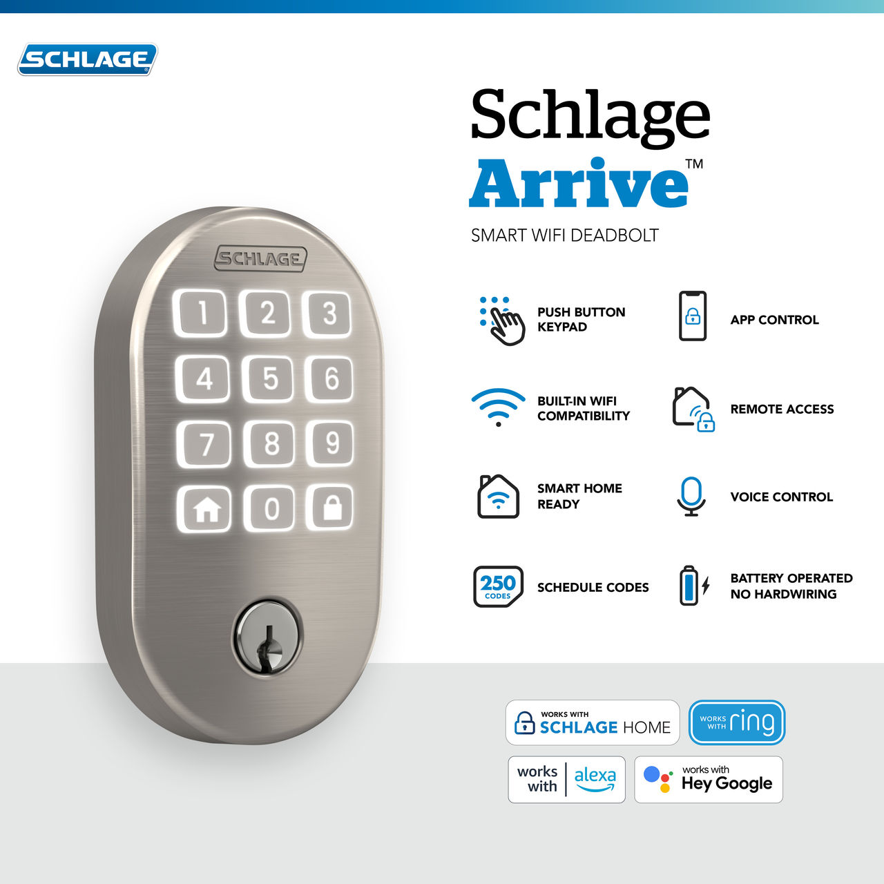 Schlage Arrive™ Smart WiFi Deadbolt with Remsen Trim
