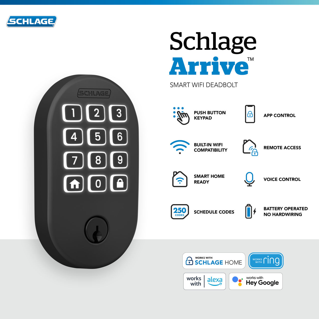 Schlage Arrive™ Smart WiFi Deadbolt with Remsen Trim
