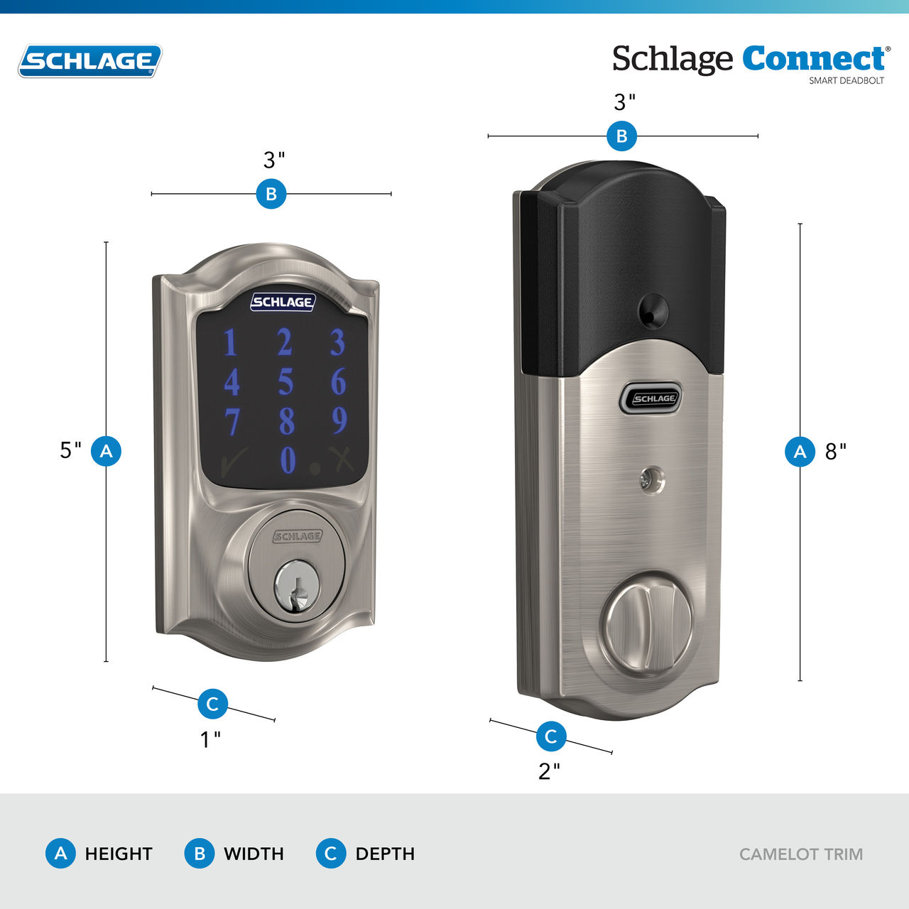 Schlage Connect™ Smart Deadbolt, Z-Wave Plus with Camelot Trim