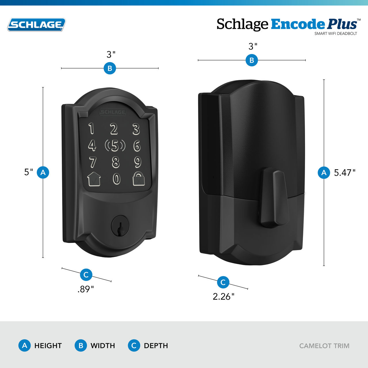 Schlage Encode Plus™ Smart WiFi Deadbolt with Camelot Trim