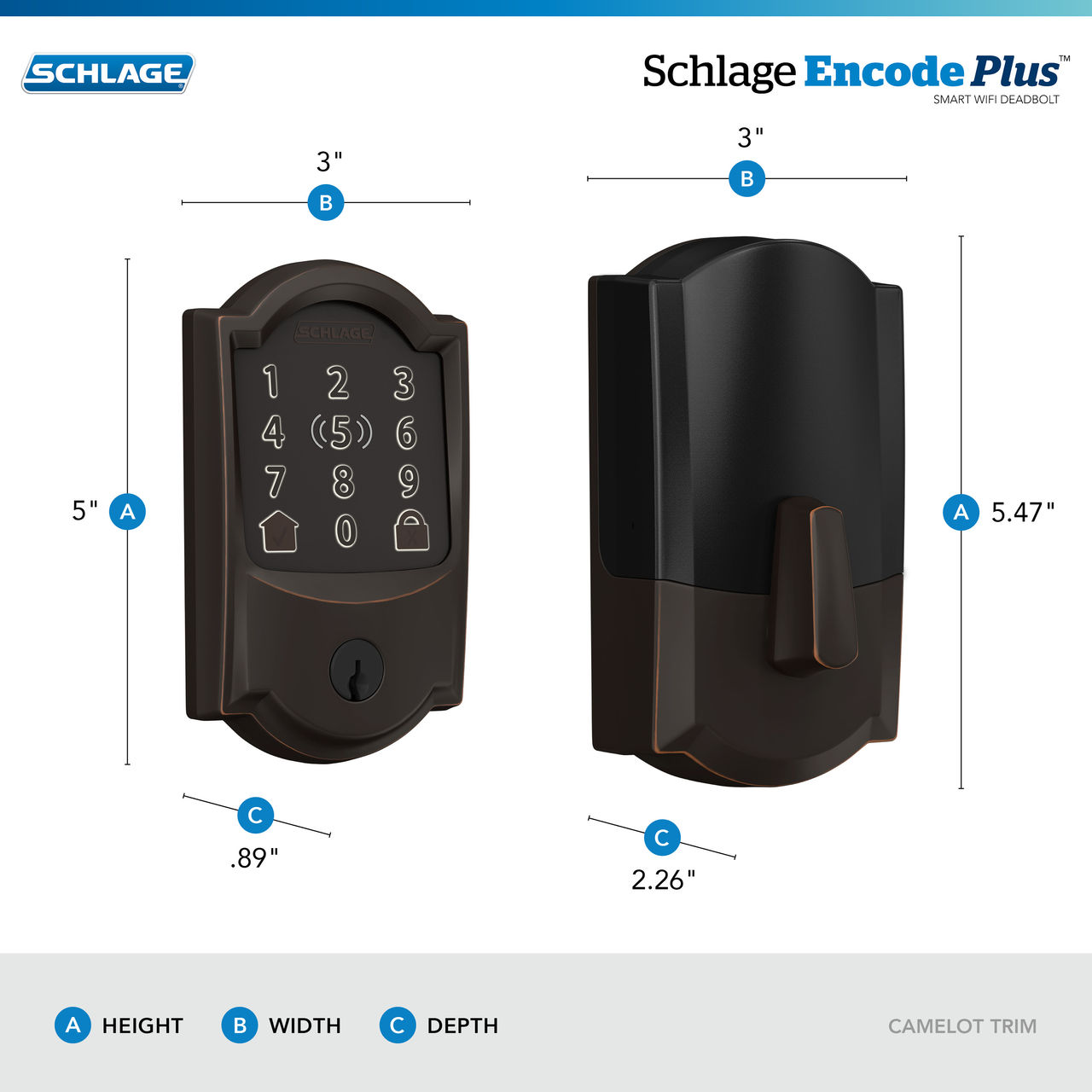 Schlage Encode Plus™ Smart WiFi Deadbolt with Camelot Trim