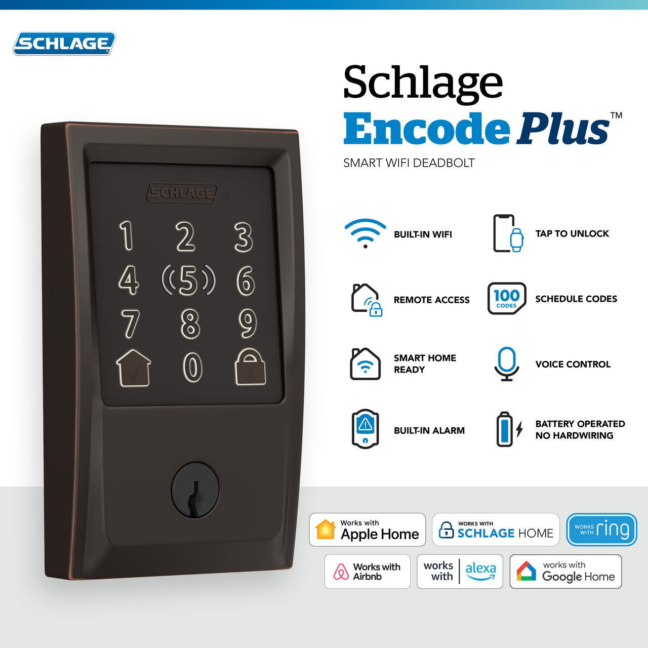 Schlage Encode Plus™ Smart WiFi Deadbolt with Century Trim