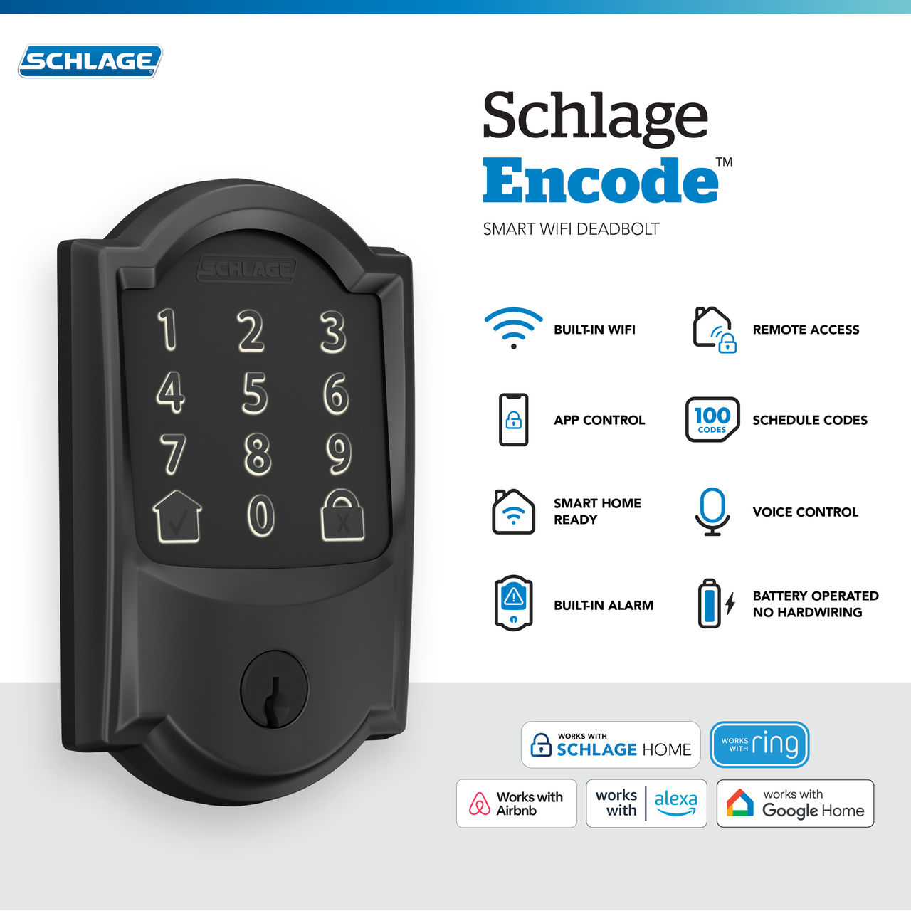 Schlage Encode™ Smart WiFi Deadbolt with Camelot Trim