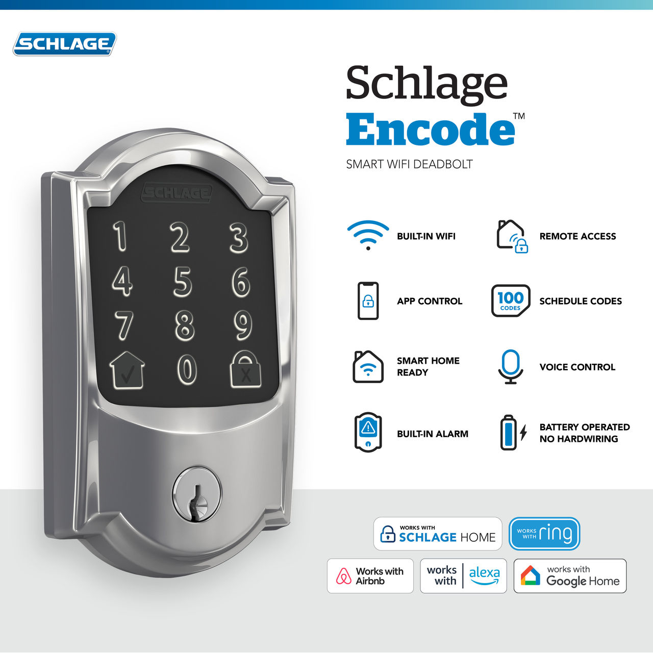 Schlage Encode™ Smart WiFi Deadbolt with Camelot Trim