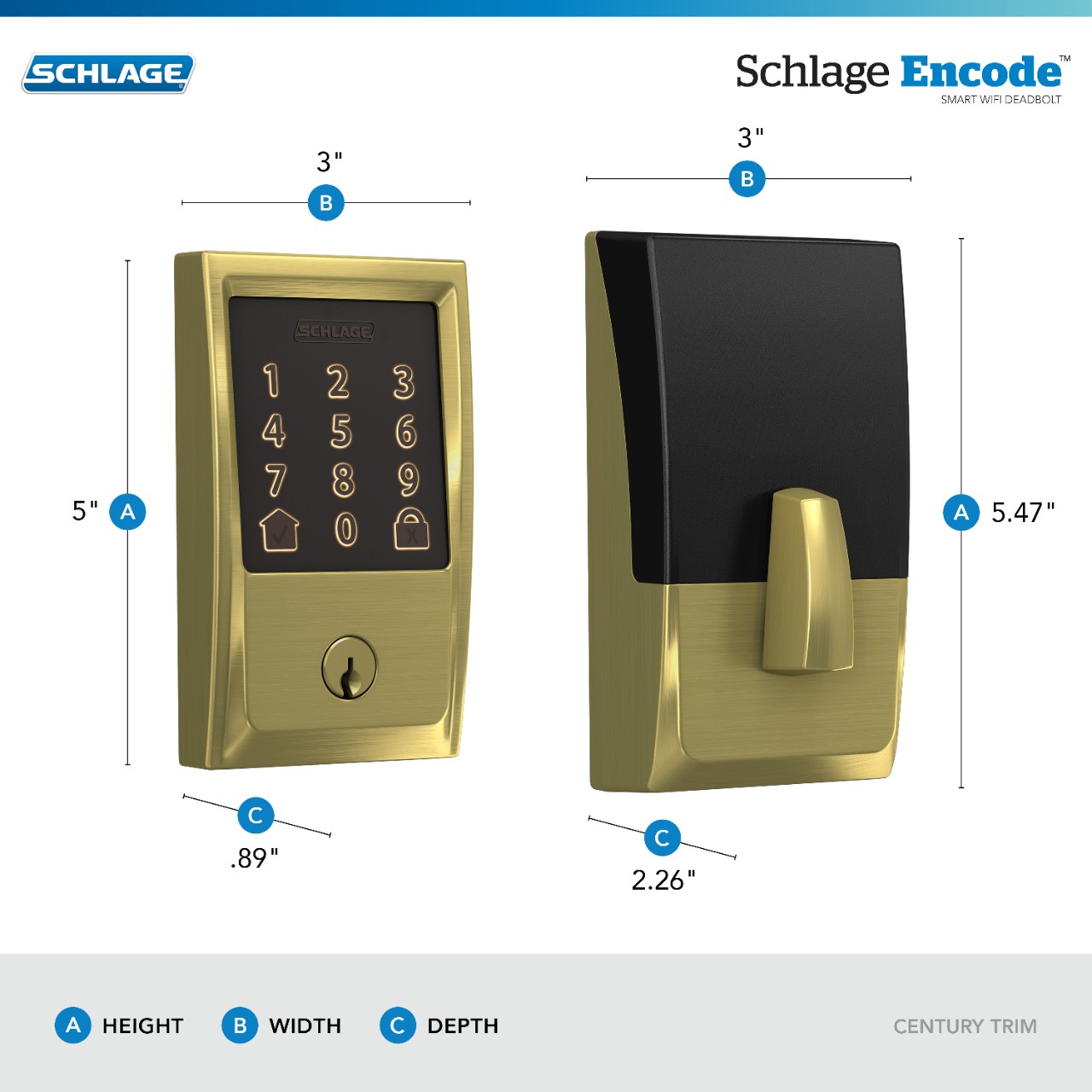 Schlage Encode™ Smart WiFi Deadbolt with Century Trim