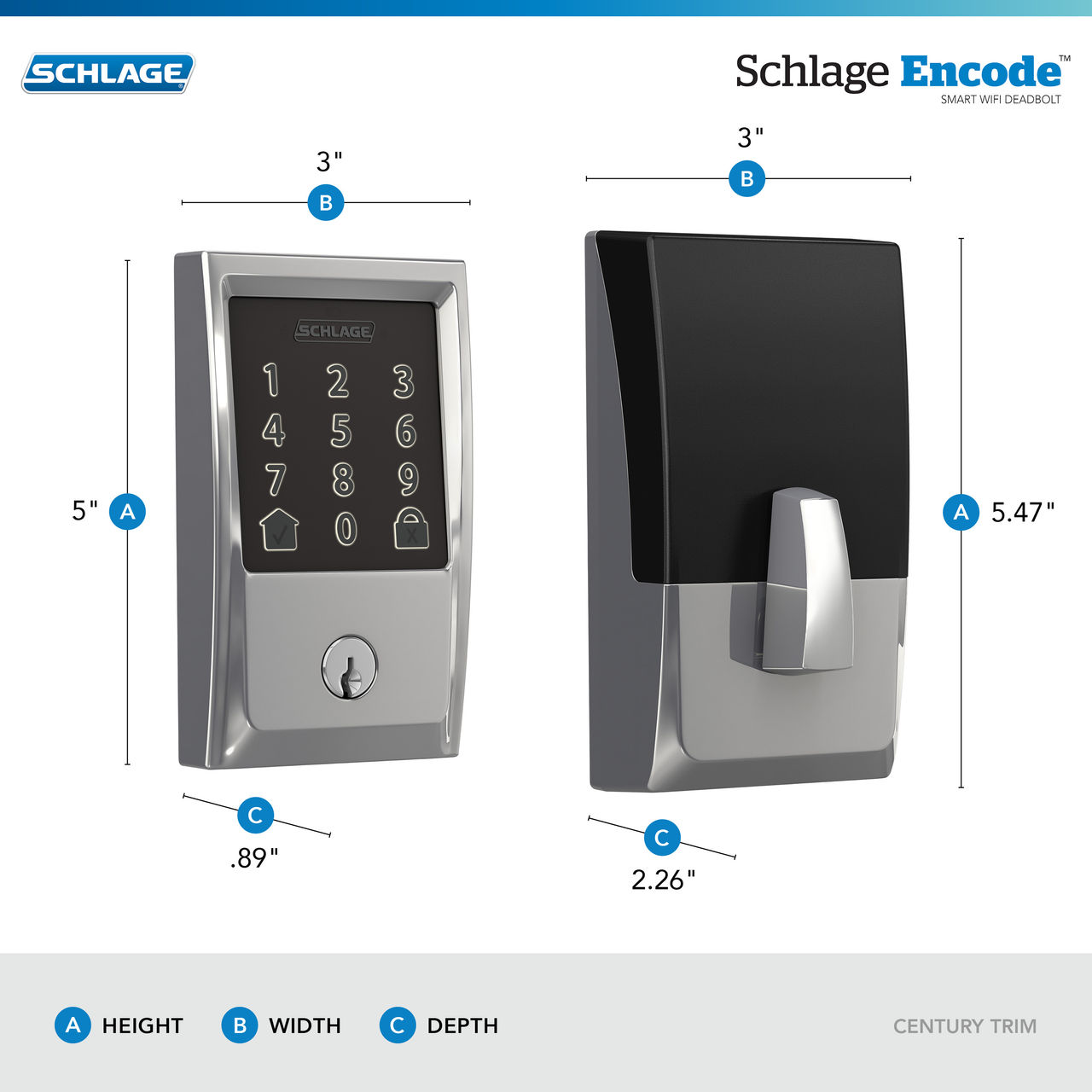 Schlage Encode™ Smart WiFi Deadbolt with Century Trim