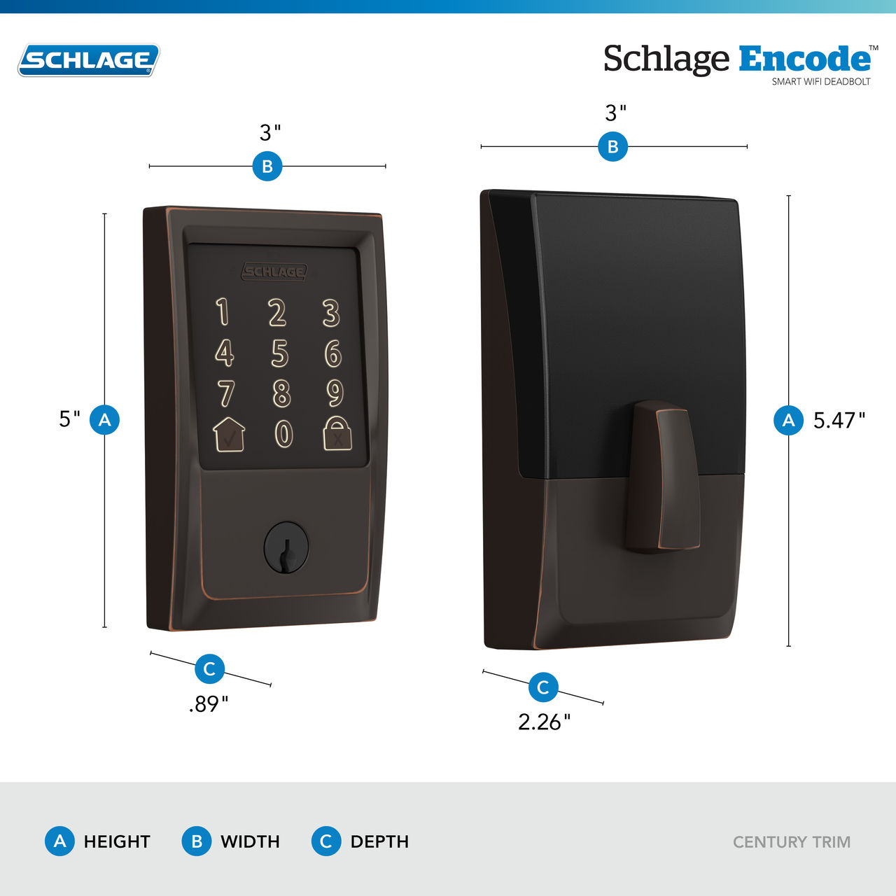 Schlage Encode™ Smart WiFi Deadbolt with Century Trim