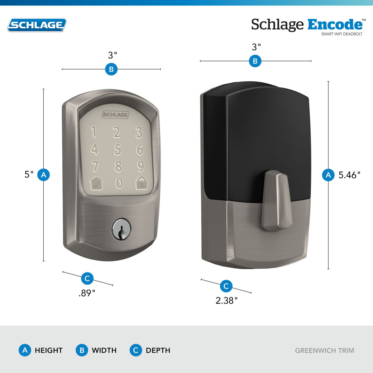 Schlage Encode™ Smart WiFi Deadbolt with Greenwich Trim