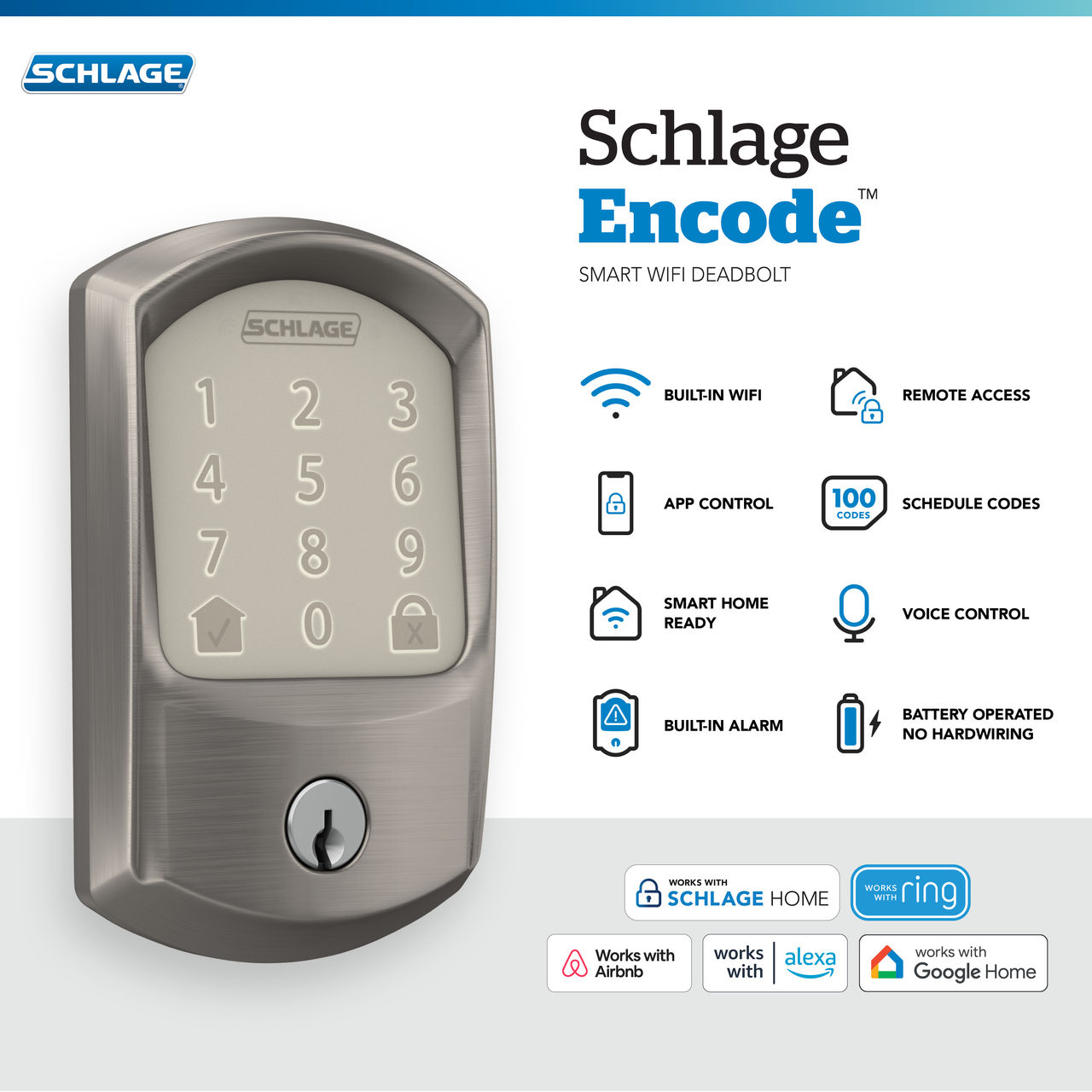 Schlage Encode™ Smart WiFi Deadbolt with Greenwich Trim