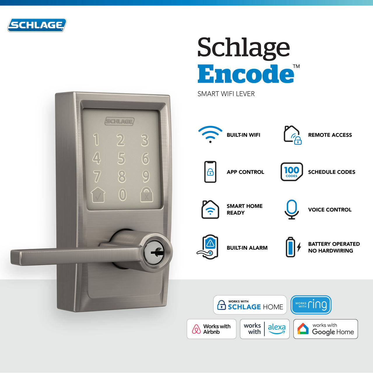 Schlage Encode™ Smart WiFi Latitude Lever with Century Trim