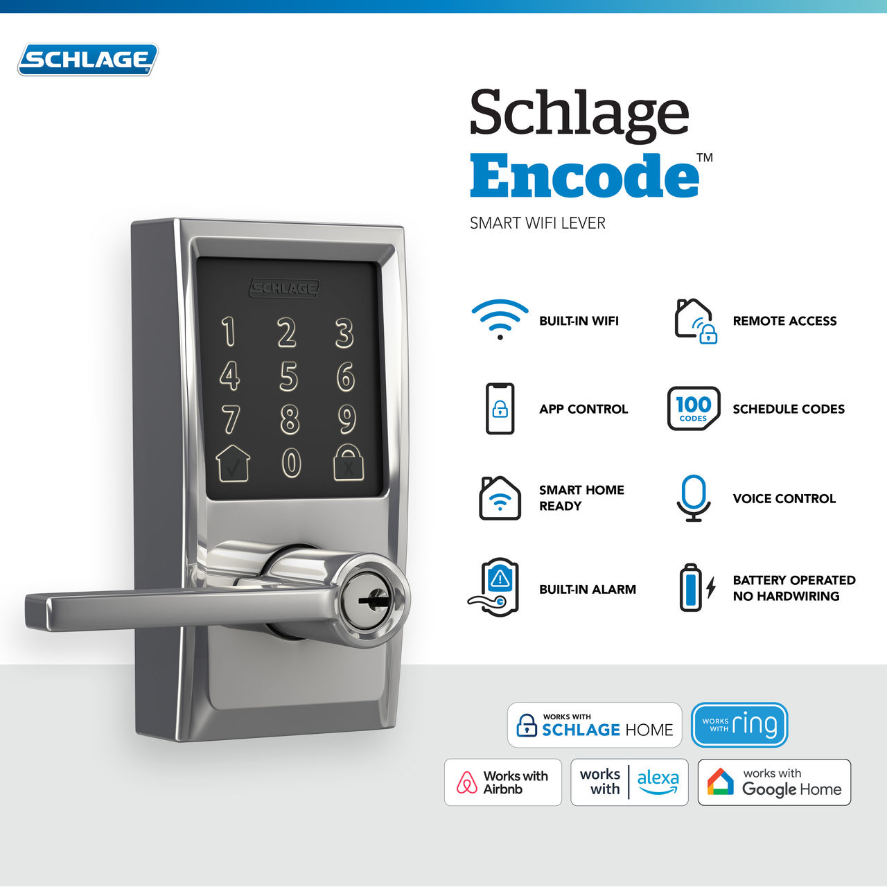 Schlage Encode™ Smart WiFi Latitude Lever with Century Trim