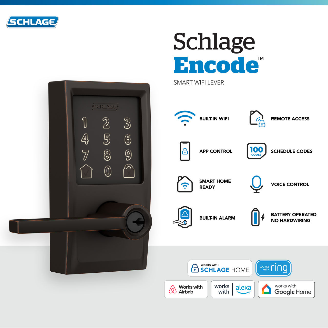 Schlage Encode™ Smart WiFi Latitude Lever with Century Trim