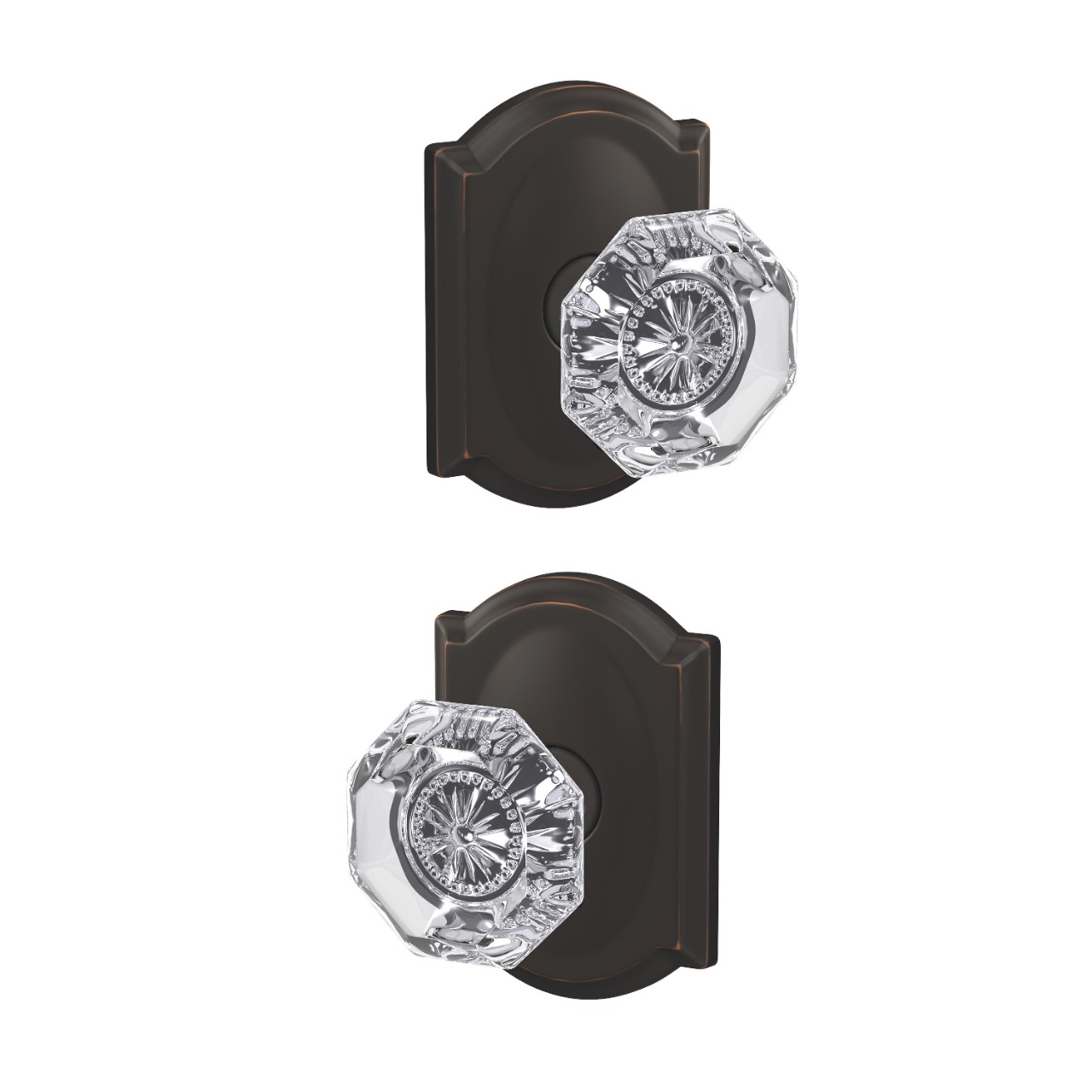 Custom Alexandria Glass Knob Combined Interior Hall-Closet and Bed-Bath Lock