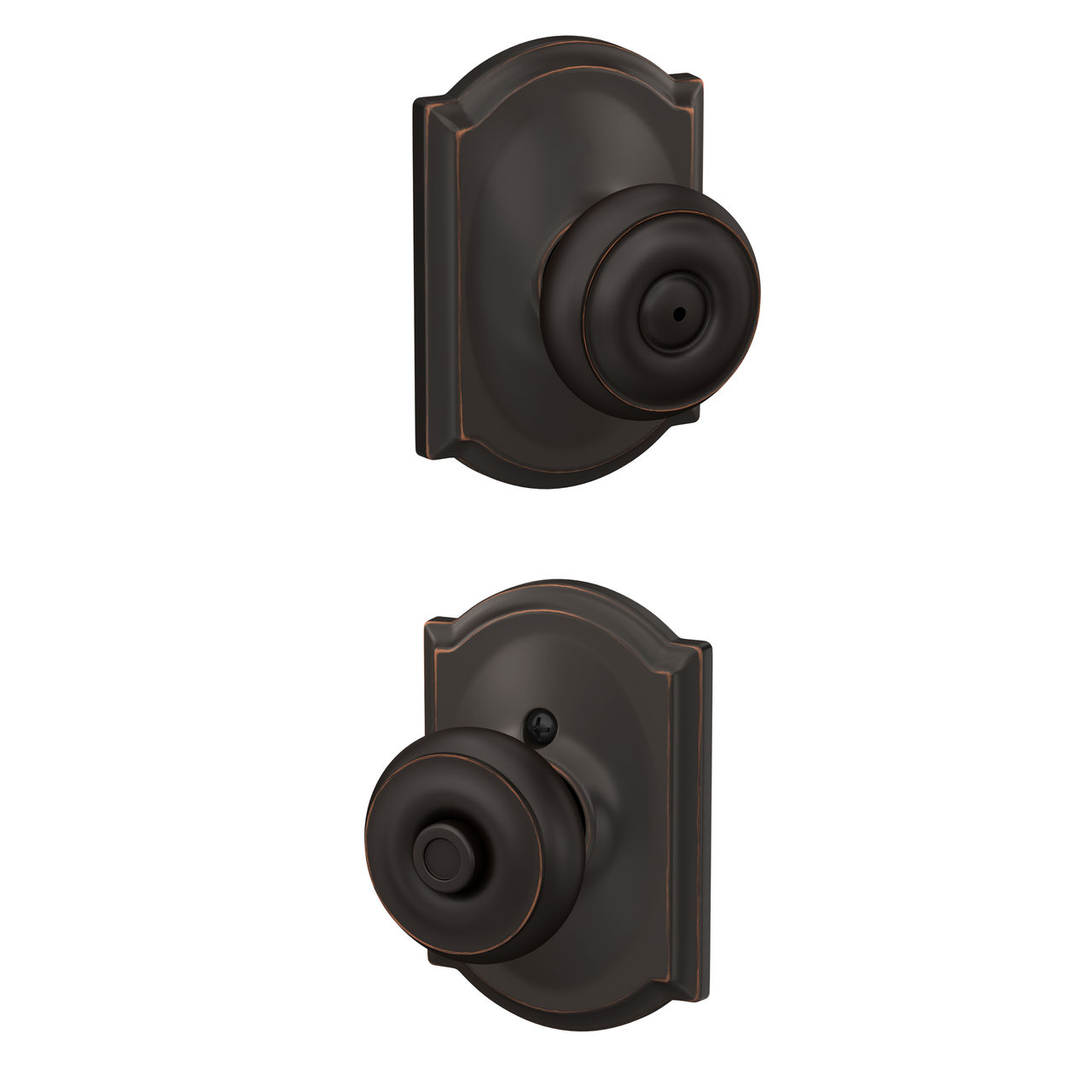 Georgian Knob Bed & Bath Lock with Camelot Trim