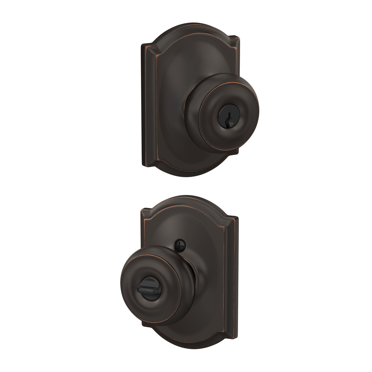 Georgian Knob Keyed Entry Lock with Camelot Trim