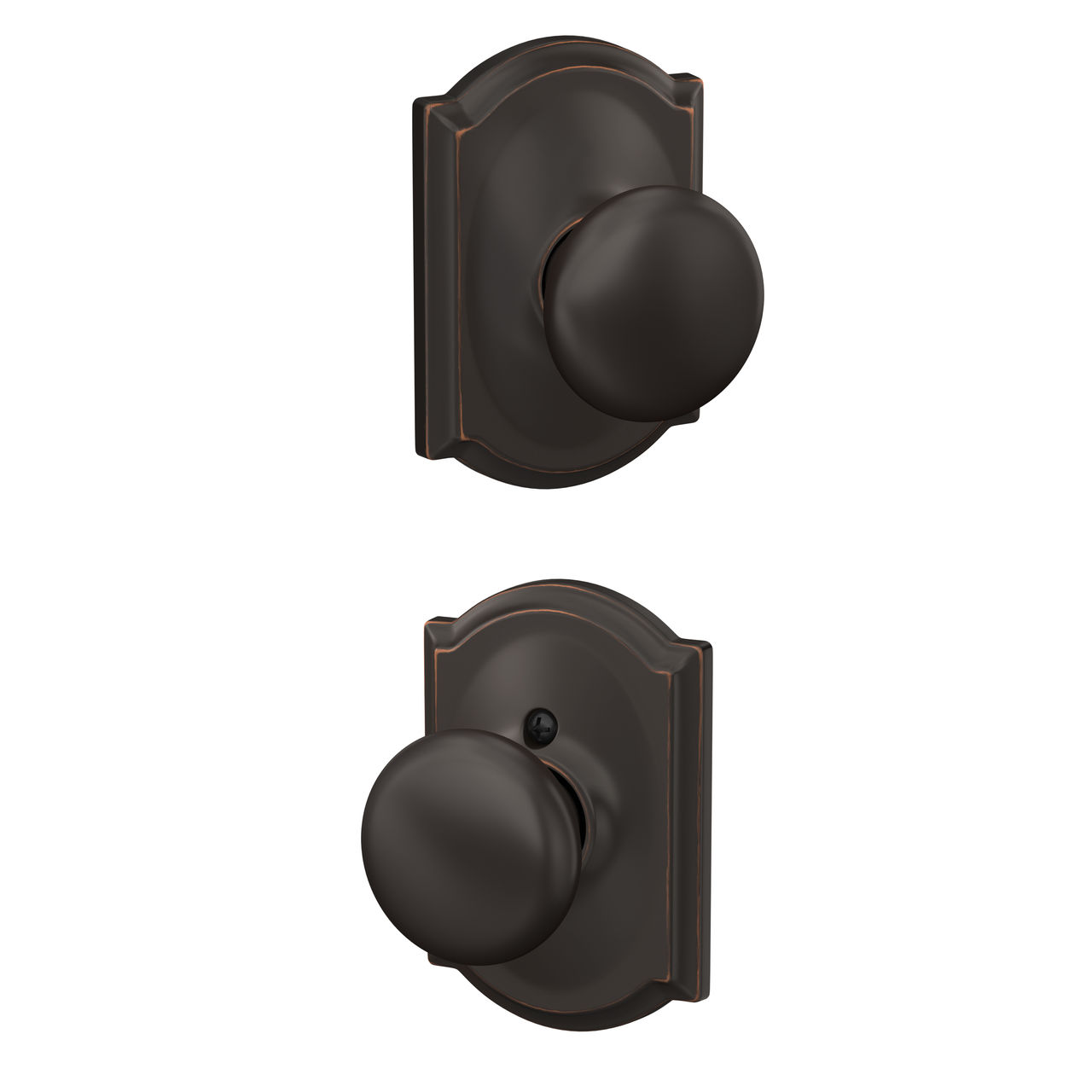 Plymouth Knob Hall & Closet Lock with Camelot Trim