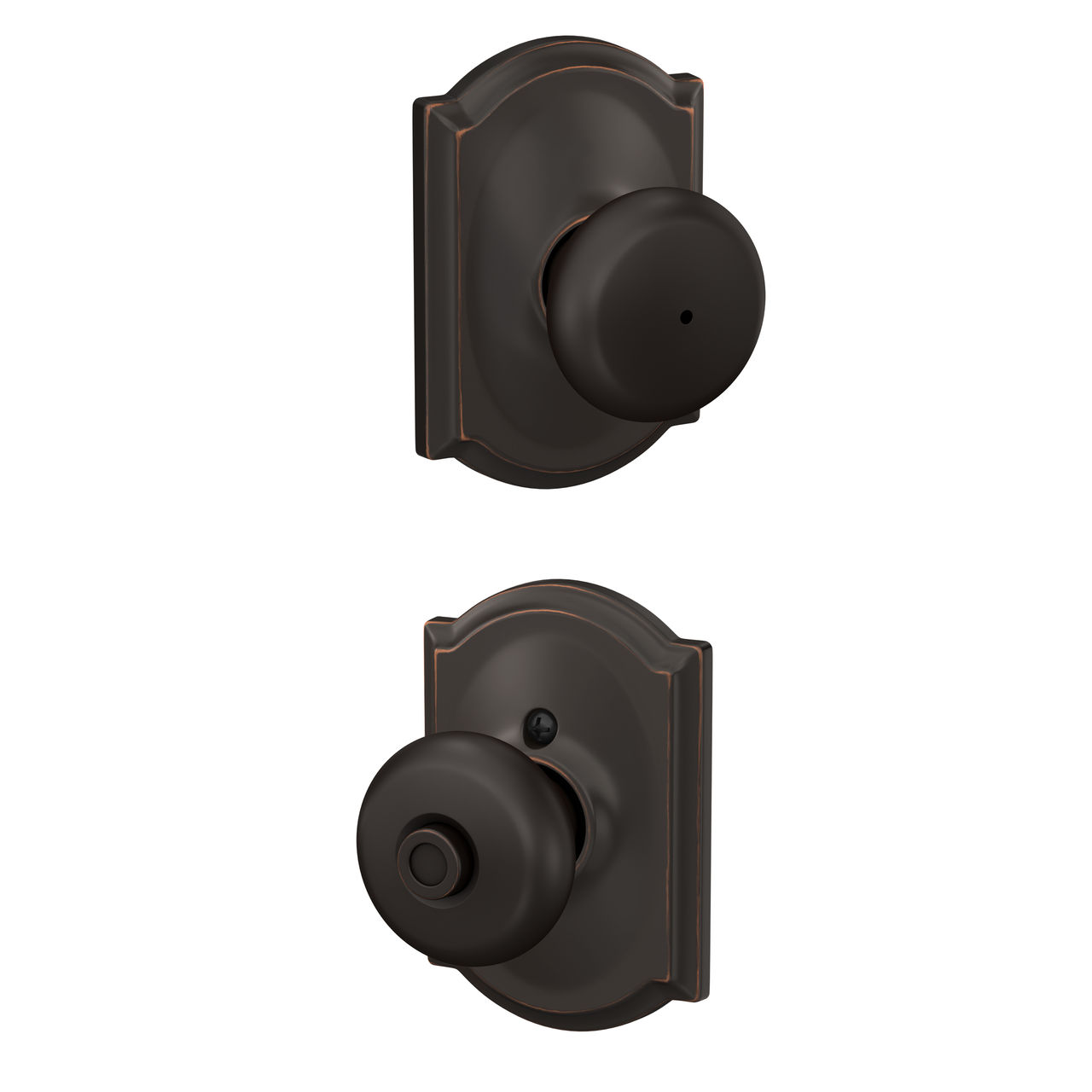 Plymouth Knob Bed & Bath Lock with Camelot Trim