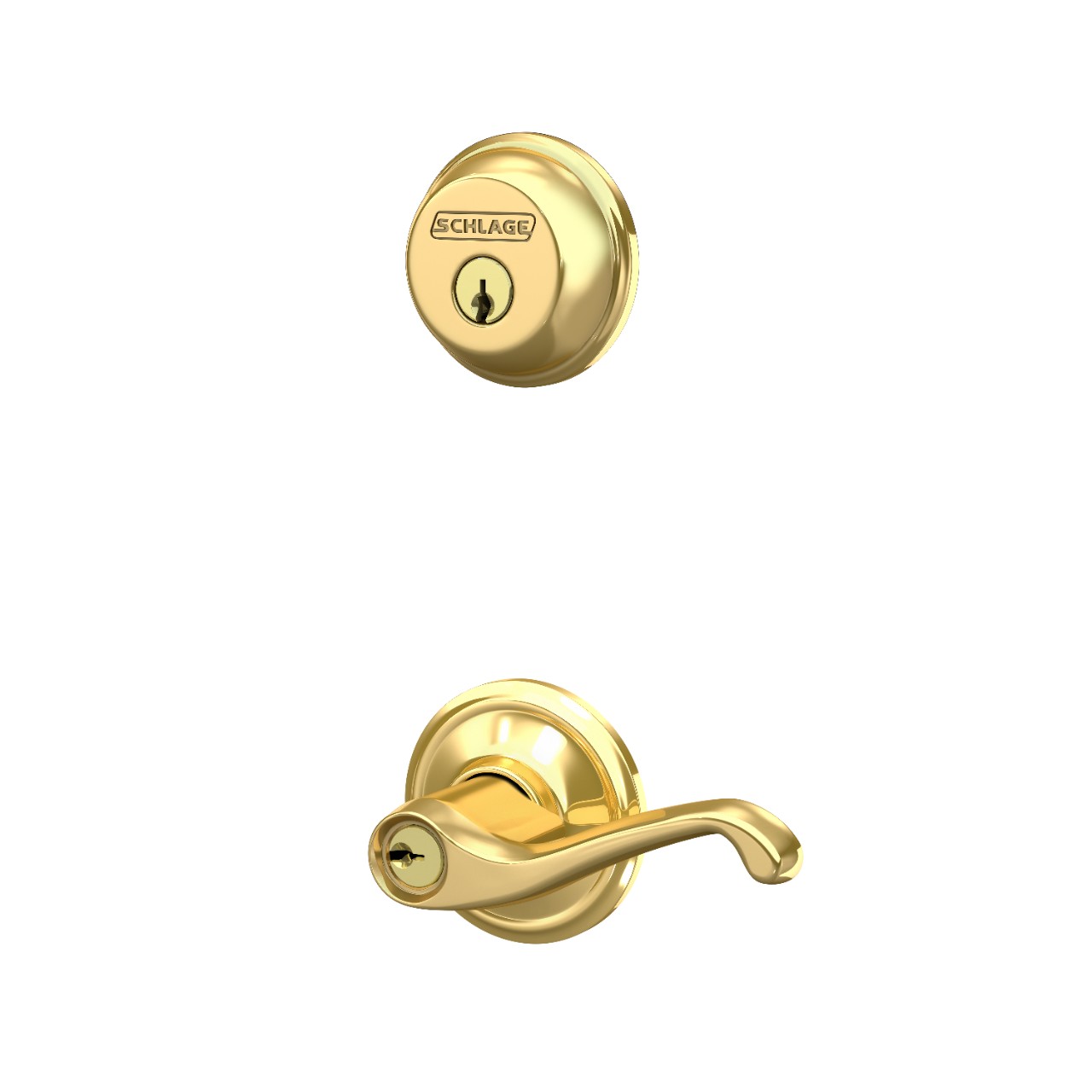 Single Cylinder Deadbolt and Flair Lever Keyed Entry Lock