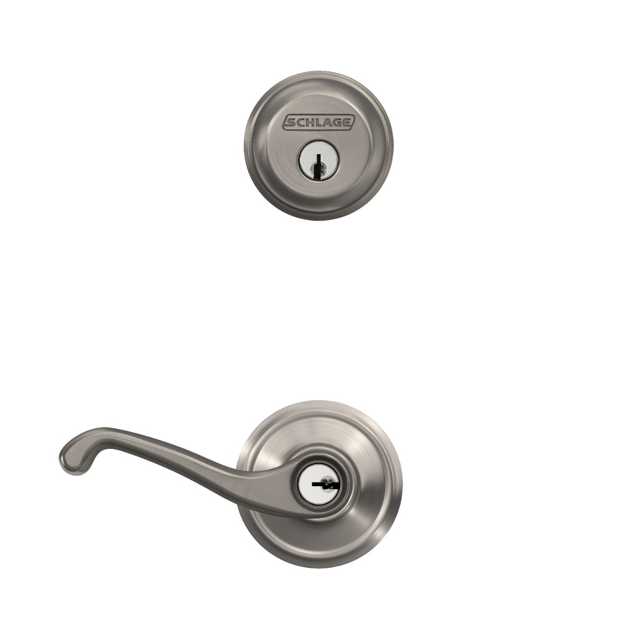 Single Cylinder Deadbolt and Flair Lever Keyed Entry Lock
