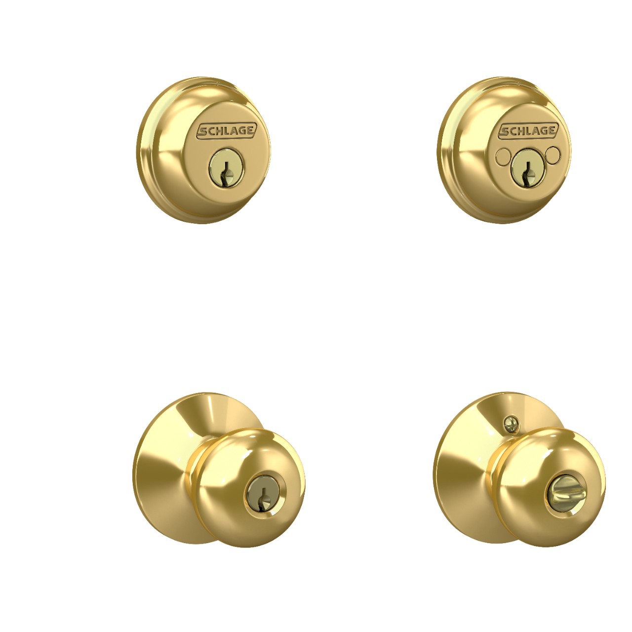 Double Cylinder Deadbolt and Plymouth Knob Keyed Entry Lock