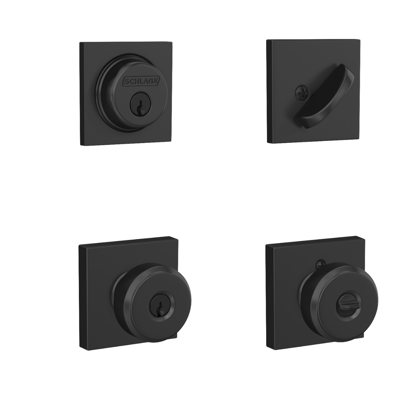 Single Cylinder Deadbolt and Bowery Knob Keyed Entry Lock with Collins Trim