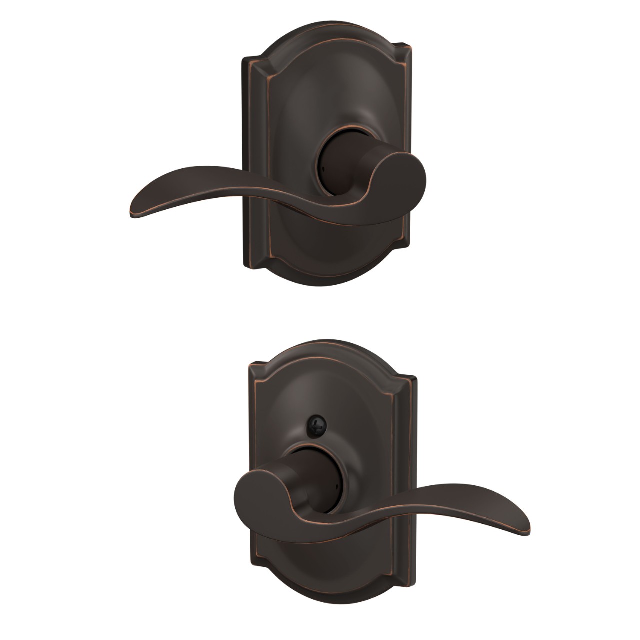 Accent Lever Hall & Closet Lock with Camelot Trim
