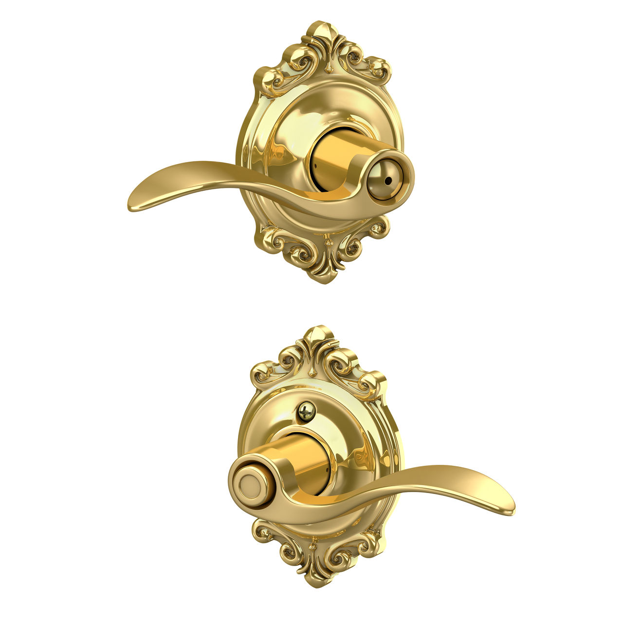 Accent Lever Bed & Bath Lock with Brookshire Trim