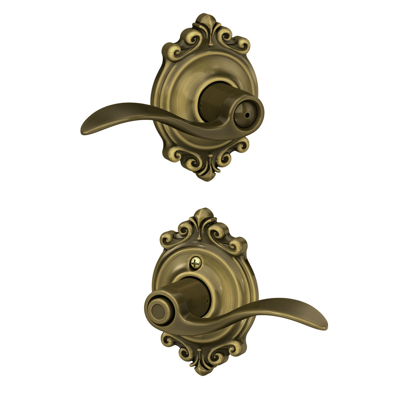 Accent Lever Bed & Bath Lock with Brookshire Trim