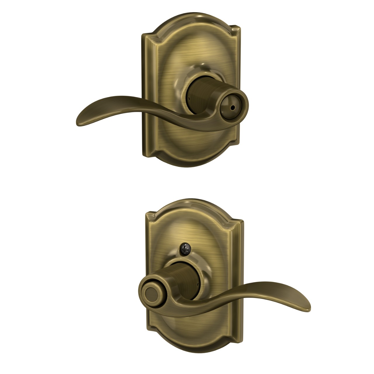 Accent Lever Bed & Bath Lock with Camelot Trim