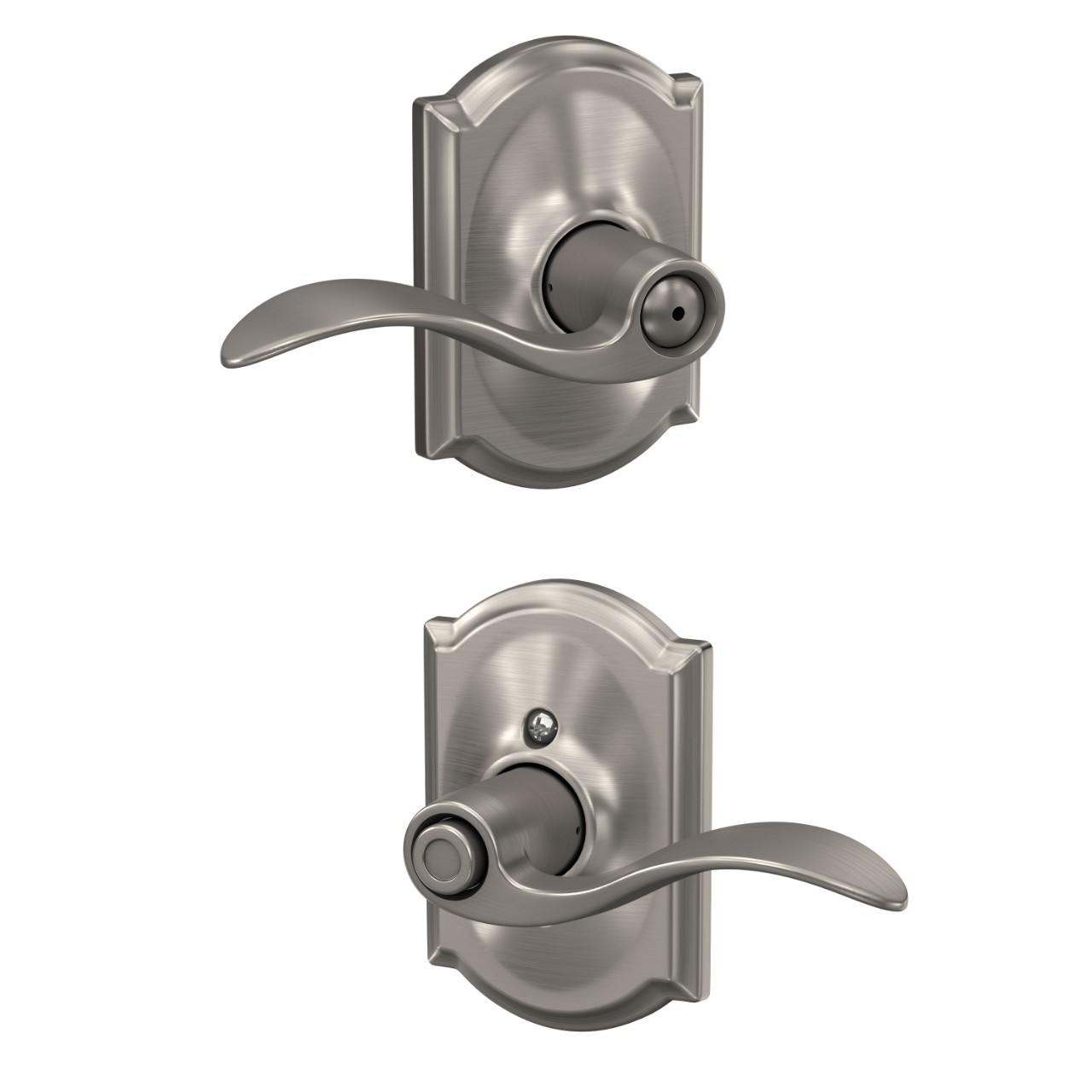 Accent Lever Bed & Bath Lock with Camelot Trim