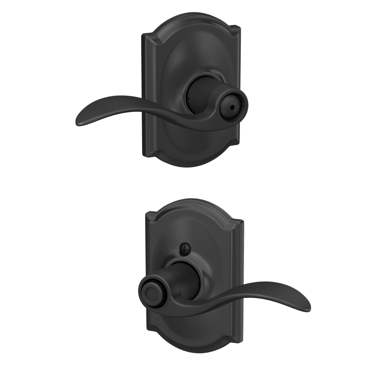Accent Lever Bed & Bath Lock with Camelot Trim