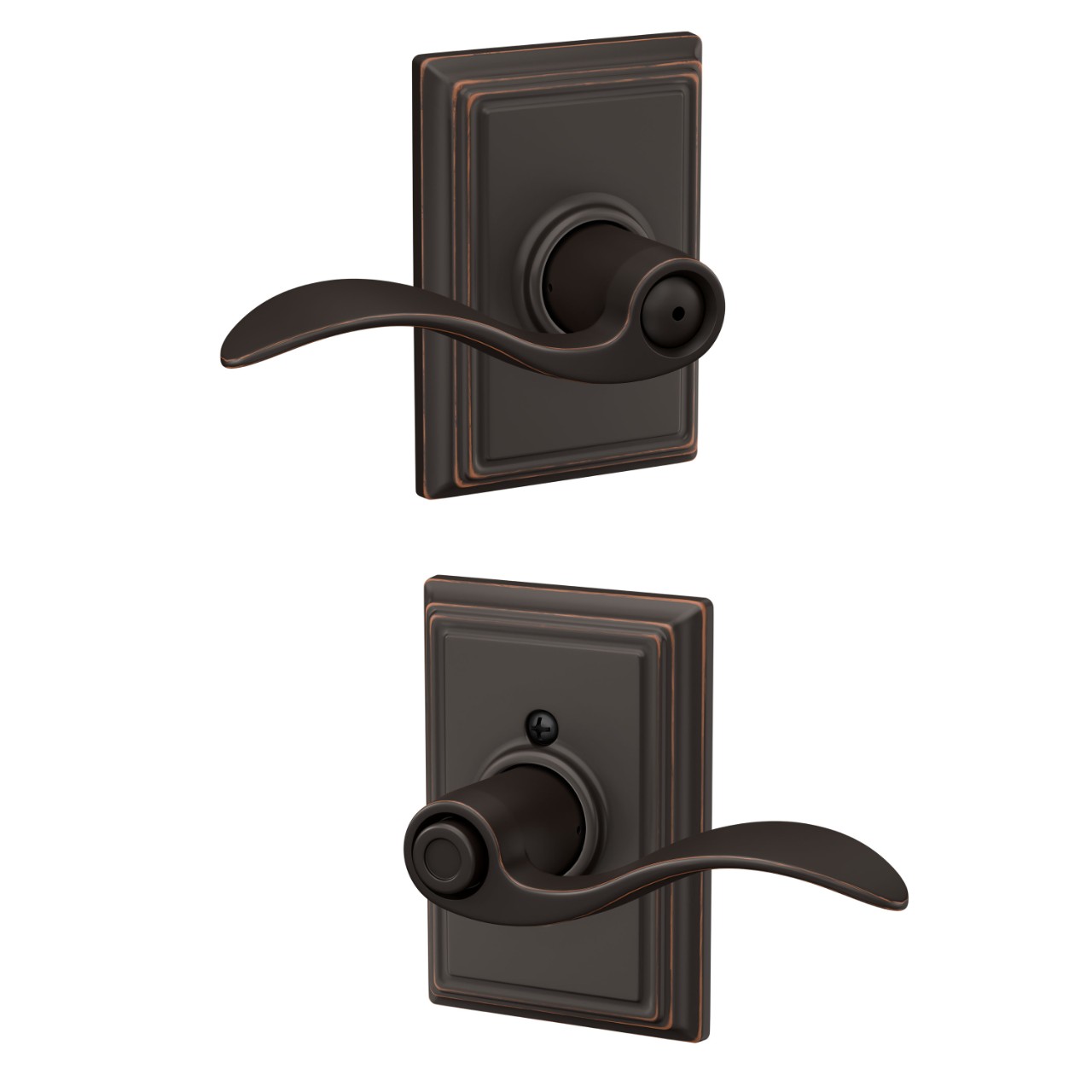 Accent Lever Bed & Bath Lock with Addison Trim