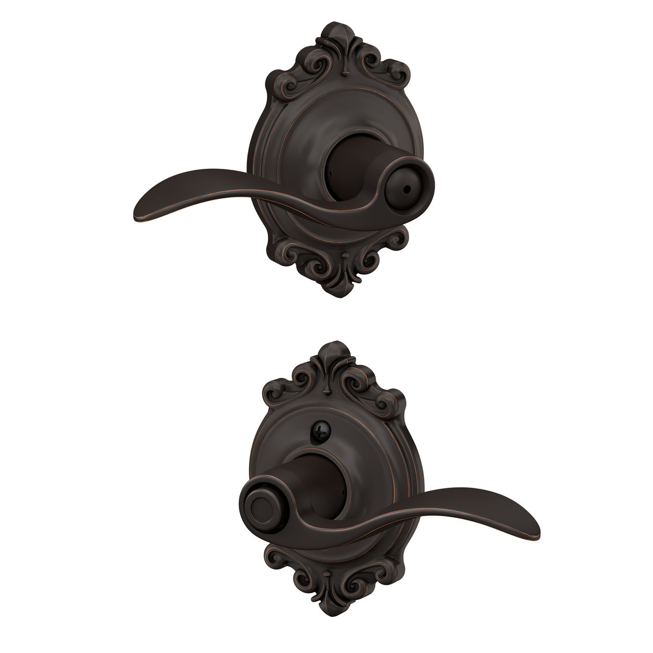 Accent Lever Bed & Bath Lock with Brookshire Trim
