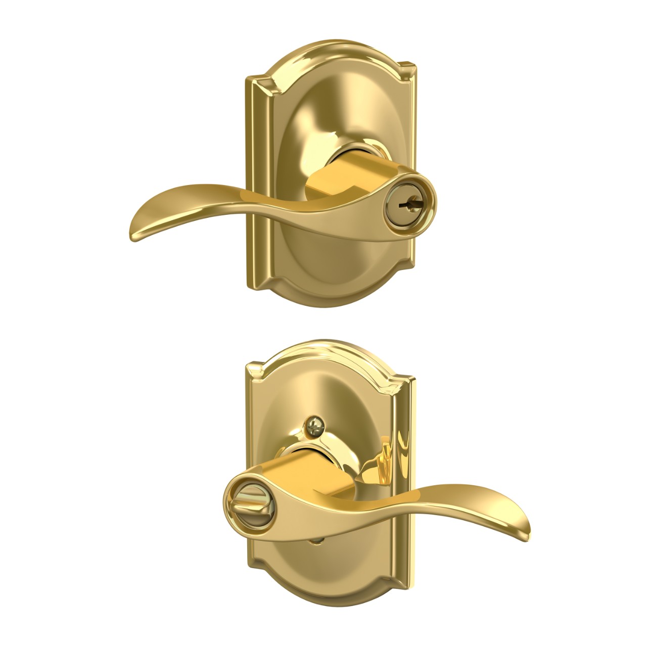 Accent Lever Keyed Entry Lock with Camelot Trim