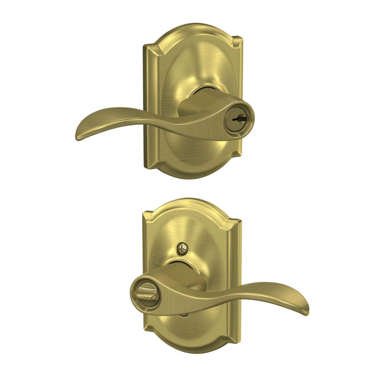 Accent Lever Keyed Entry Lock with Camelot Trim