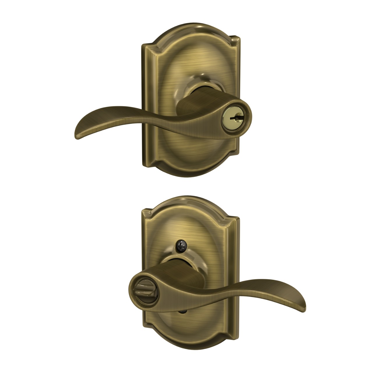 Accent Lever Keyed Entry Lock with Camelot Trim