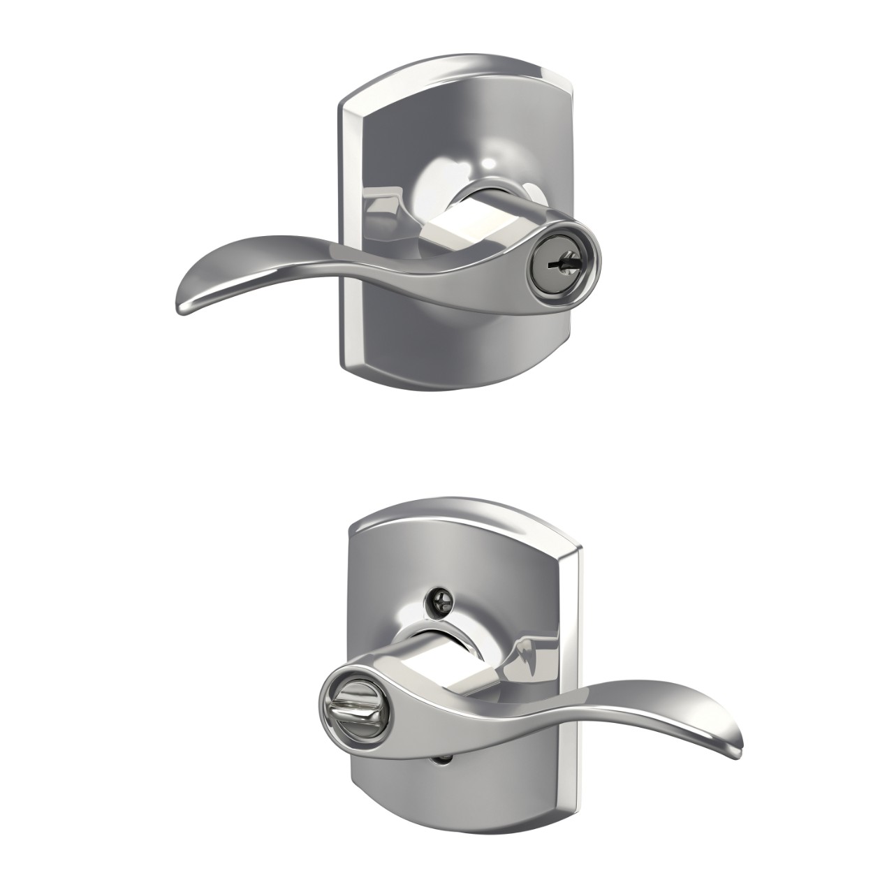 Accent Lever Keyed Entry Lock with Greenwich Trim