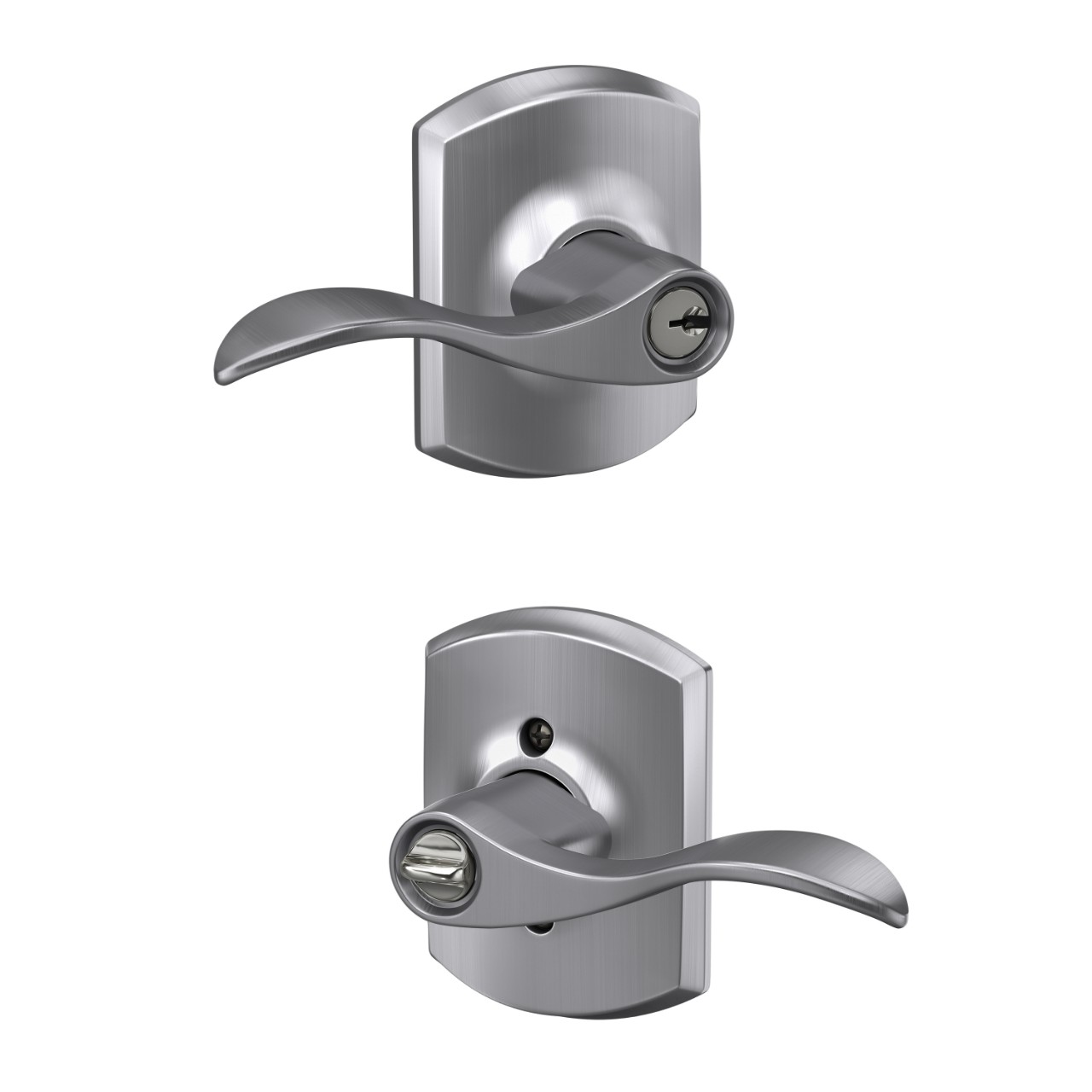 Accent Lever Keyed Entry Lock with Greenwich Trim