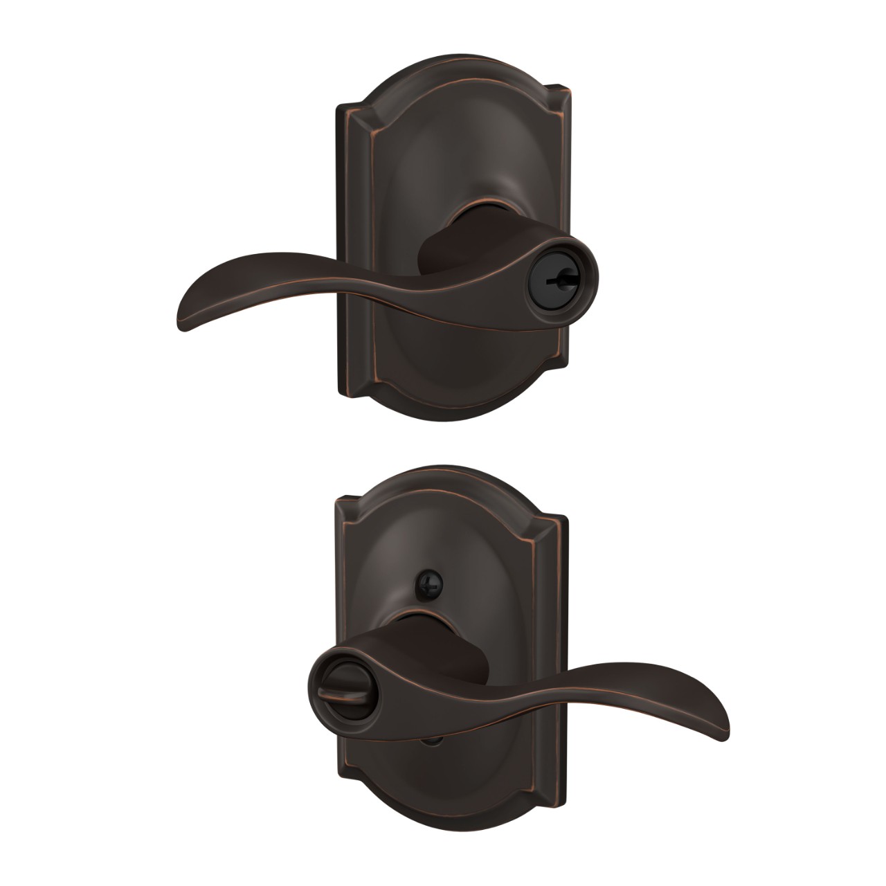 Accent Lever Keyed Entry Lock with Camelot Trim
