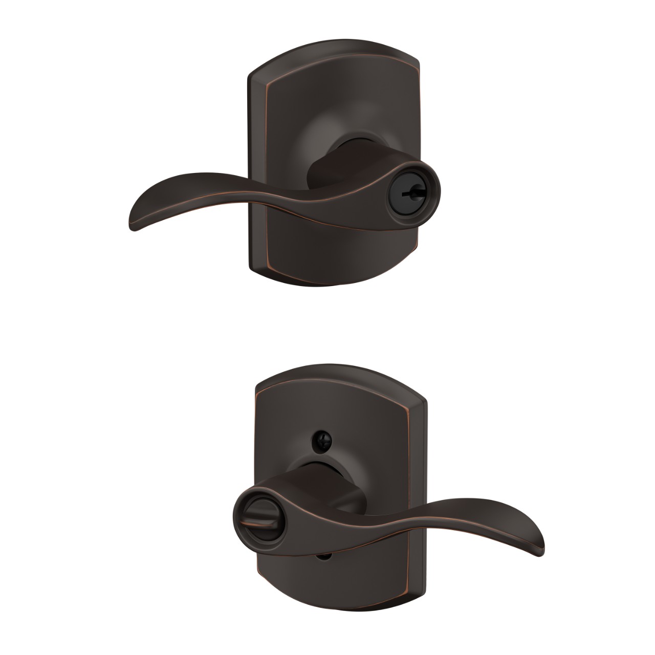 Accent Lever Keyed Entry Lock with Greenwich Trim