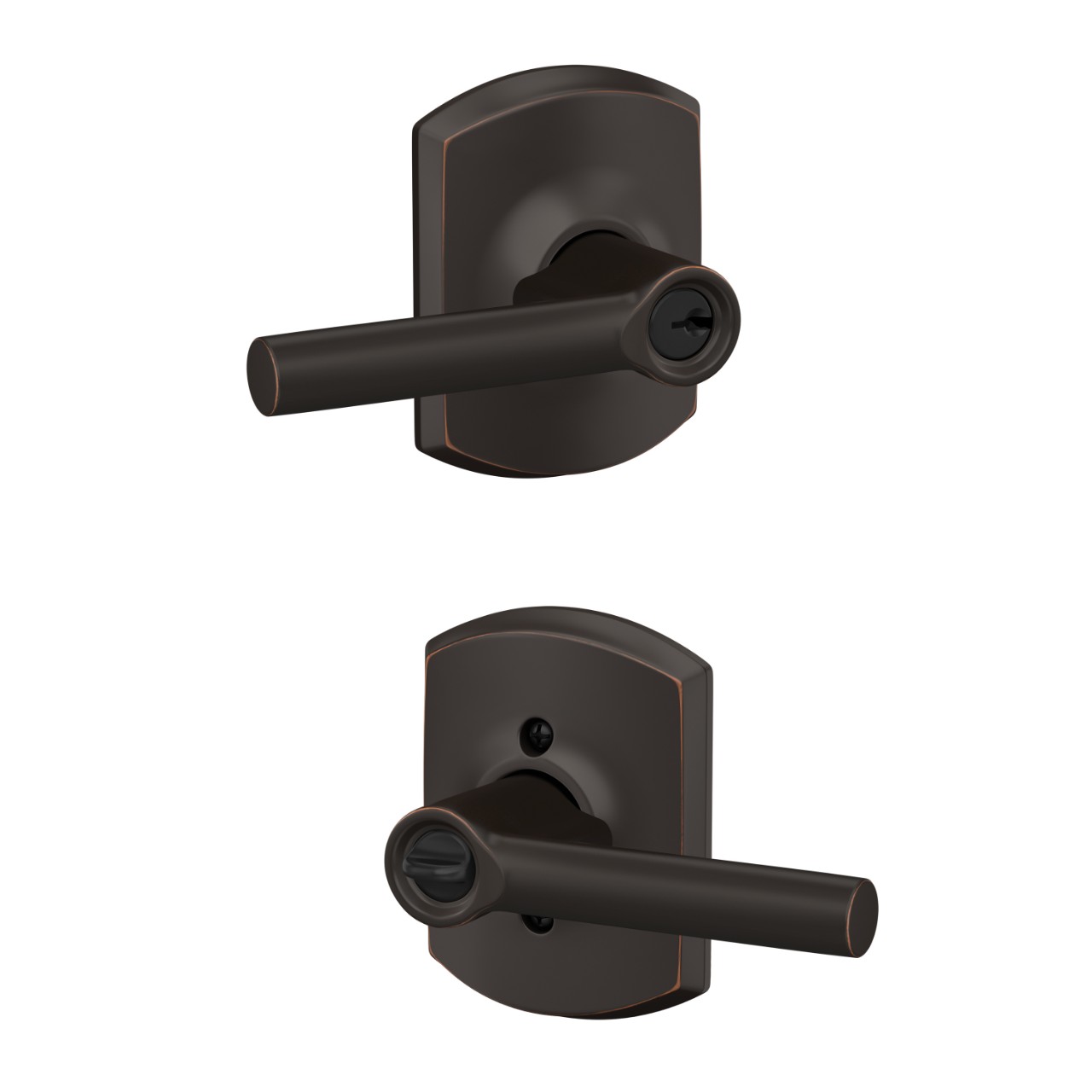 Broadway Lever Keyed Entry Lock with Greenwich Trim
