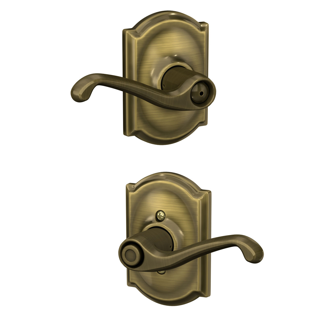 Flair Lever Bed & Bath Lock with Camelot Trim