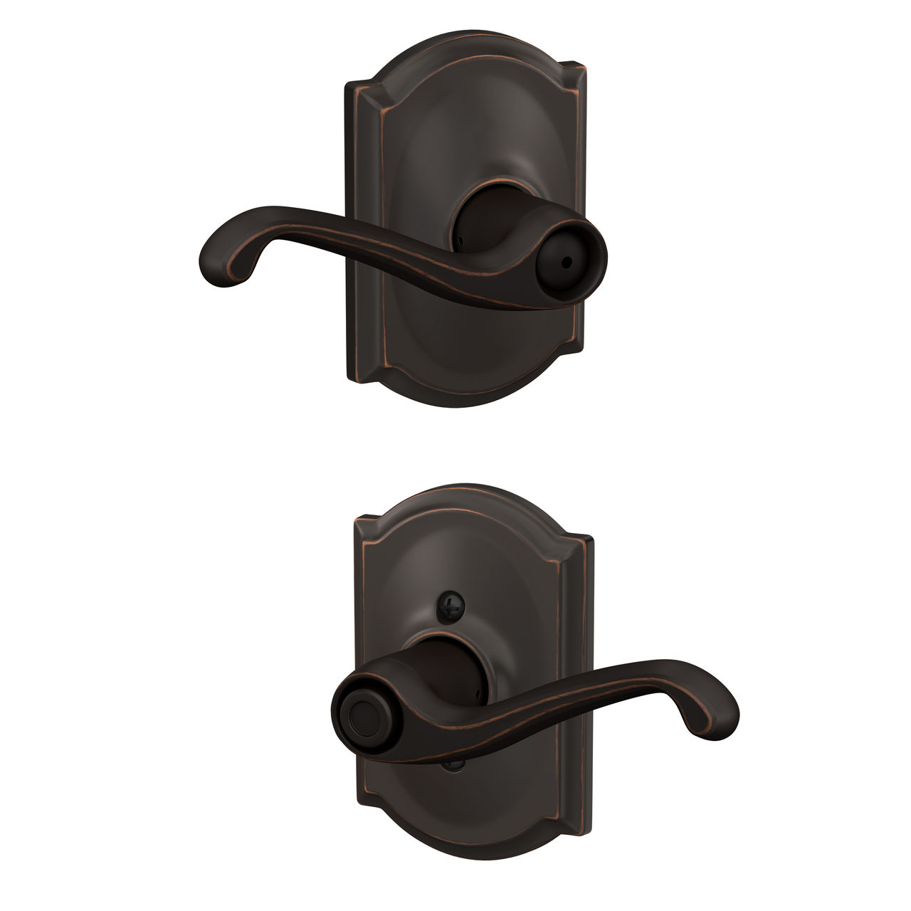 Flair Lever Bed & Bath Lock with Camelot Trim
