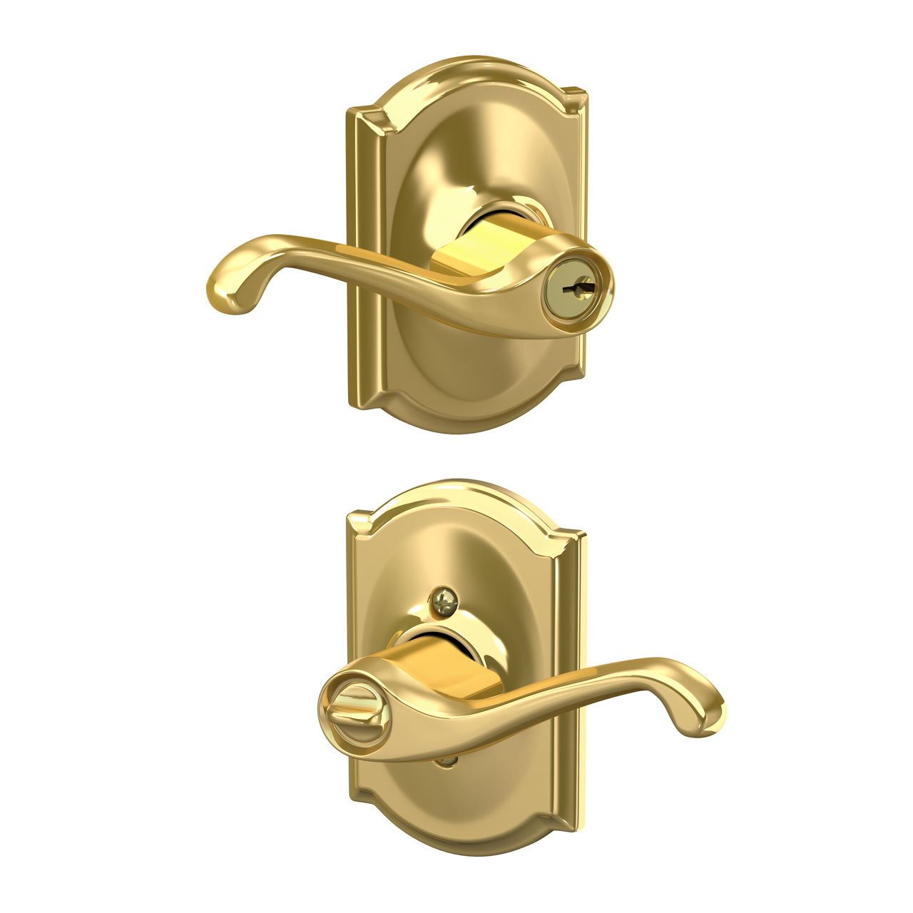 Flair Lever Keyed Entry Lock with Camelot Trim