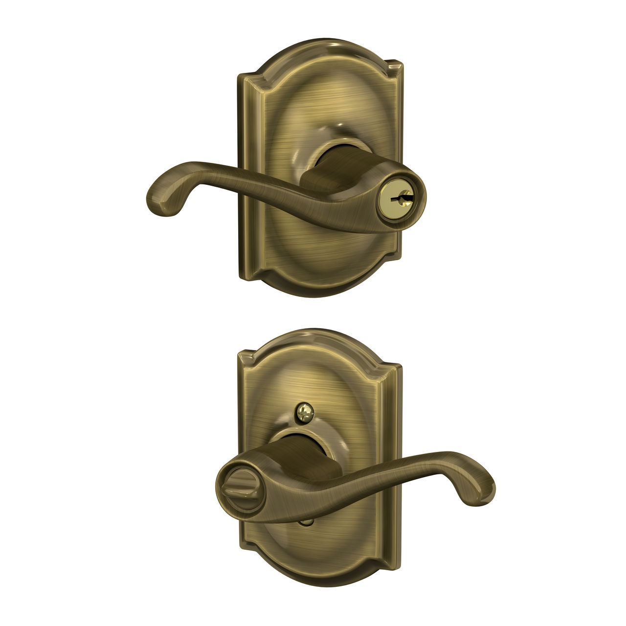 Flair Lever Keyed Entry Lock with Camelot Trim